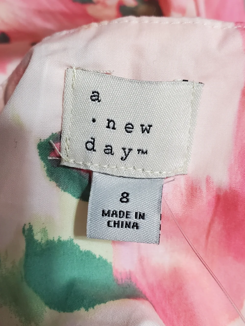NWT a new day Pink Cream Floral Scoop-Neck Mini Dress Fit & Flare Women's Size 8 - Picture 6 of 7